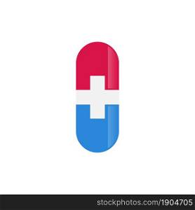 red and blue capsule logo design template