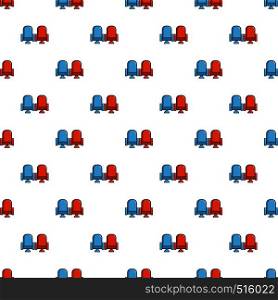 Red and blue cinema armchairs pattern seamless repeat in cartoon style vector illustration. Red and blue cinema armchairs pattern