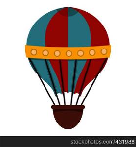 Red and blue hot air striped balloon icon flat isolated on white background vector illustration. Red and blue hot air striped balloon icon isolated