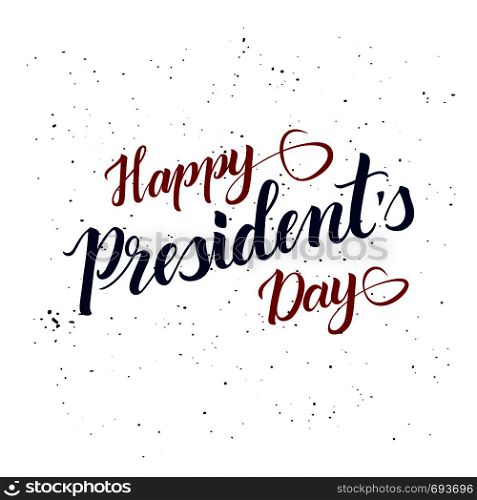 Red and blue inscription Happy Presidents Day