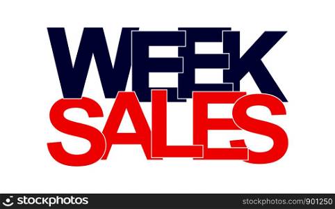 red-and-blue lettering WEEK SALES. Banner or icon for design or decoration.