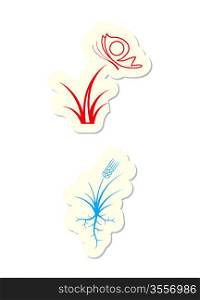 Red and Blue Plant Icons
