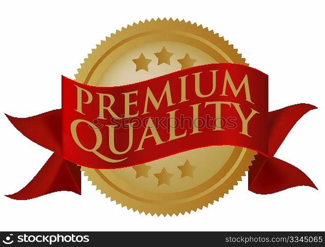 Red and Golden Premium Quality Seal Isolated on White
