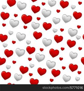 Red and gray hearts background on white. Seamless pattern.. Red and gray hearts background on white. Seamless pattern