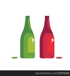 red and green glass bottle vector illustration concept element design