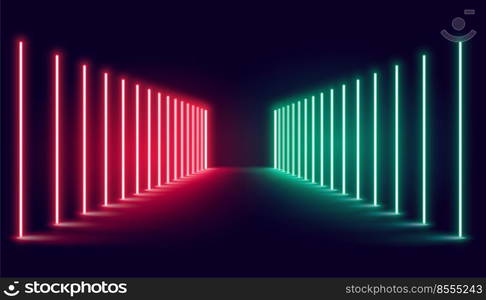 red and green neon light stage background design