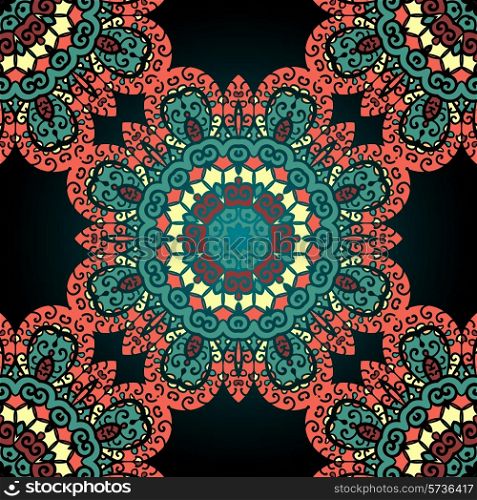 Red and green seamless ornamental pattern. Vintage art element.