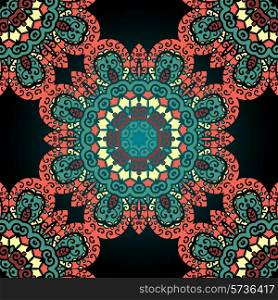 Red and green seamless ornamental pattern. Vintage art element.