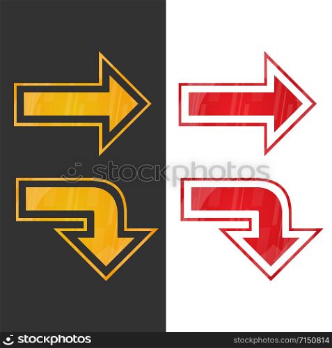 Red and orange arrows on a black and white background. Red and orange arrow