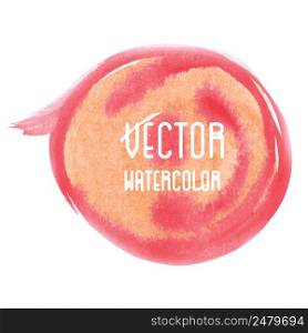 Red and Orange watercolor stain isolated on white background. Vector illustration.