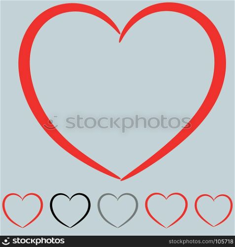 Red and other color heart in the art style.. Red and other color heart in the art style it is set icons.