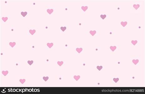 Red and pink little hearts seamless pattern on pink pastel background. Vector illustration. 