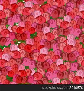 Red and pink roses seamless pattern. Vector floral background of rose buds.&#xA;