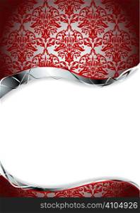 Red and silver abstract background with copy space