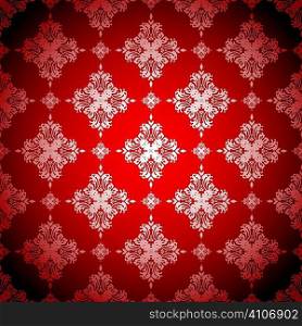 Red and silver seamless wallpaper design with floral pattern