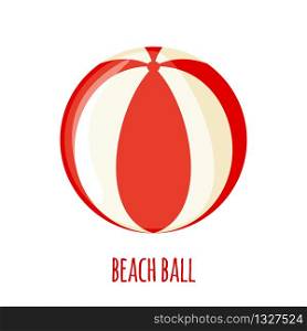 Red and white beach ball icon in flat style isolated on white background. Vector illustration.. Vector Red and white beach ball icon in flat style isolated on white background.