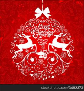 Red and White Christmas ball illustration.