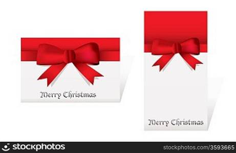 Red and white christmas cards with ribbon and bow knot