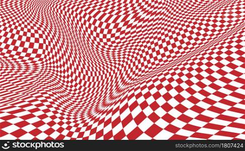 Red and white distorted checkered background