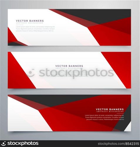 red and white geometric banners set design