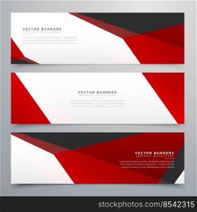 red and white geometric banners set design
