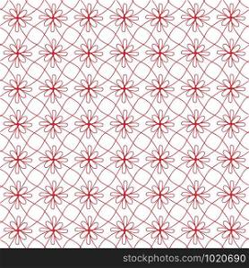 Red and white geometric floral pattern. Vector background. Texture.