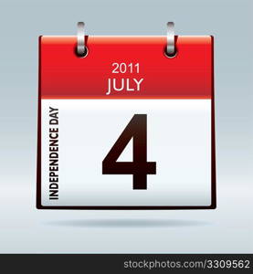 red and white independence day calendar icon for july 2011