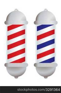 red and white stripe barbers pole with silver elements