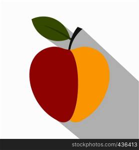 Red and yellow apple icon. Flat illustration of red and yellow apple vector icon for web on white background. Red and yellow apple icon, flat style