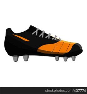 Red and yellow football or soccer shoe icon. Cartoon illustration of red and yellow football or soccer shoe vector icon for web. Red and yellow football or soccer shoe icon