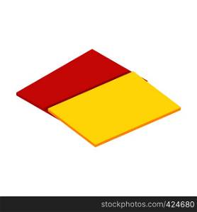 Red and yellow referee cards isometric 3d icon on a white background. Red and yellow referee cards isometric 3d icon