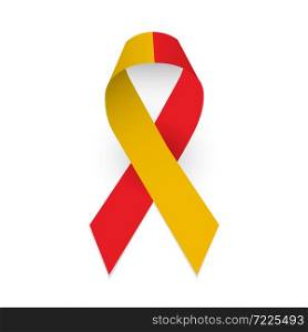 Red and yellow ribbon as symbol hepatitis awareness. Isolated vector object on white background. Red and yellow ribbon as symbol hepatitis awareness.