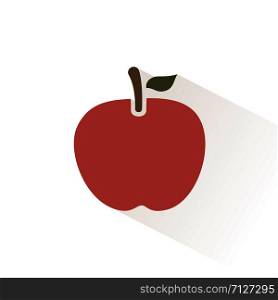 Red apple color icon with shadow. Flat vector illustration