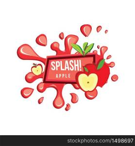 Red Apple Fruit Fresh Splash Juice Drink Square Label