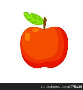 Red apple. Fruit with a leaf. Fresh natural food. Flat illustration. Red apple. Fruit with a leaf. Fresh natural food.