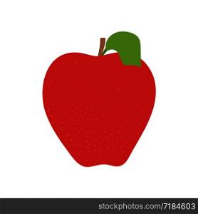 Red apple fruit with leaf isolated on white background. Hand drawn doodle vector sketch. Sweet food