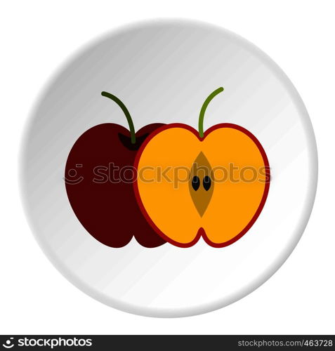 Red apple icon in flat circle isolated vector illustration for web. Red apple icon circle