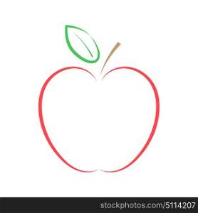 Red apple on a white background. Vector illustration.
