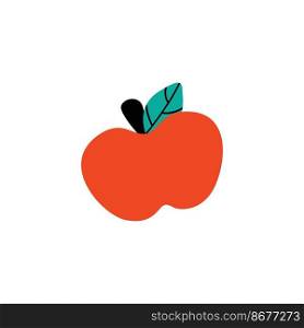Red apple. School fruit, eat food. Time to school. Children s cute stationery subjects. Back to school, science, college, education, study 