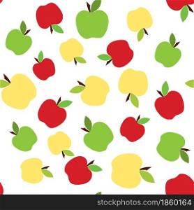 red apple seamless pattern, background with cute fruits, group of objects for wallpaper, textile, print. apple pattern on the white background