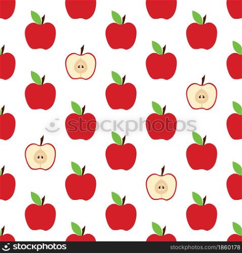 red apple seamless pattern, background with cute fruits, group of objects for wallpaper, textile, print. apple pattern on the white background