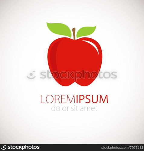 Red apple with two green leaves logo design template. Vector logotype, icon, sign design