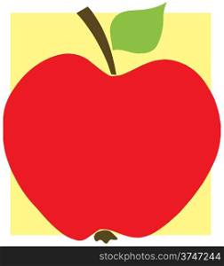 Red Apple With Yellow Background