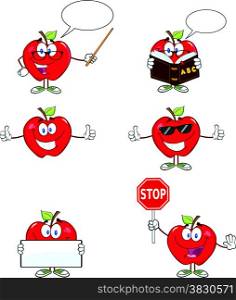 Red Apples Cartoon Mascot Characters 1. Collection