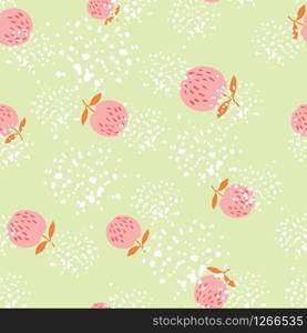 Red apples seamless pattern. Botanical print. Design for fabric, textile print, wrapping paper, children textile. Vector illustration. Red apples seamless pattern. Botanical print wallpaper.