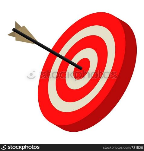 Red archery target icon. Isometric of red archery target vector icon for web design isolated on white background. Red archery target icon, isometric style