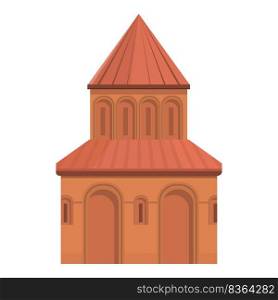 Red armenia church icon cartoon vector. Monastery map. Medieval travel. Red armenia church icon cartoon vector. Monastery map