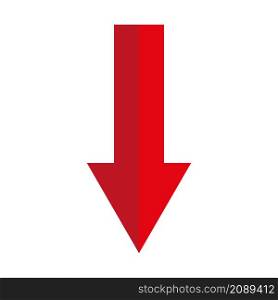 Red arrow down icon. Direction cursor sign. Navigation concept. Realistic design. Vector illustration. Stock image. EPS 10.. Red arrow down icon. Direction cursor sign. Navigation concept. Realistic design. Vector illustration. Stock image.