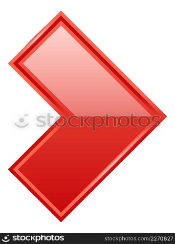 Red arrow sign. Glossy right direction pointer isolated on white background. Red arrow sign. Glossy right direction pointer