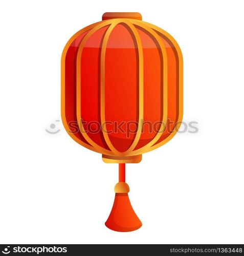 Red asian lantern icon. Cartoon of red asian lantern vector icon for web design isolated on white background. Red asian lantern icon, cartoon style